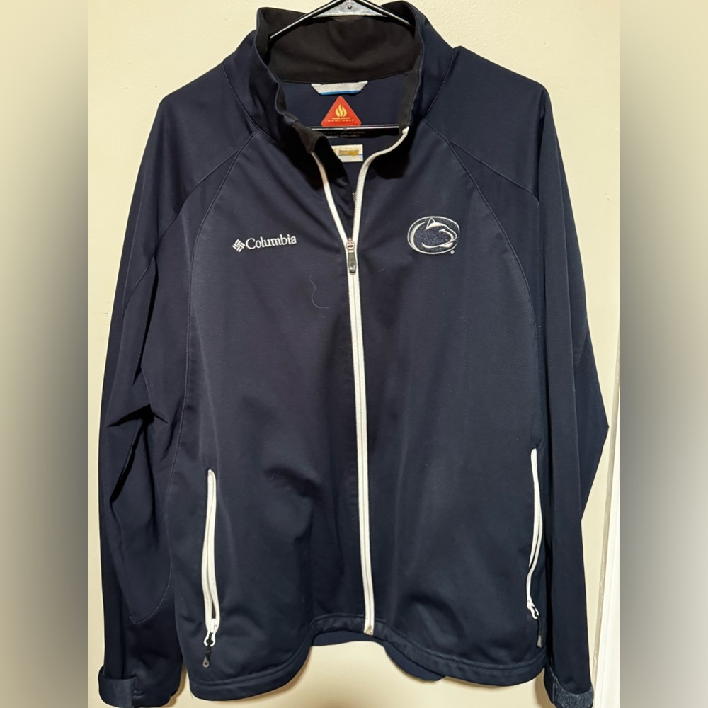 COLUMBIA OMNI-HEAT Blue Softshell Waterproof Jacket Mens XL Penn State